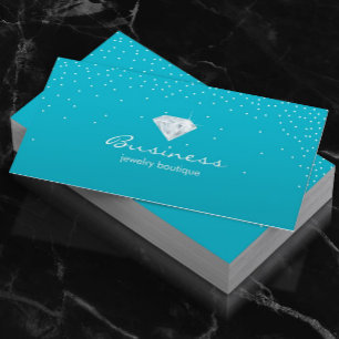 Cartão De Visita Diamante Brilhante do Design de Joalharia Turquesa