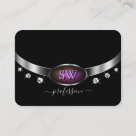 Cartão De Visita Diamante do Mármaco Roxo Roxo de Luxo Preto