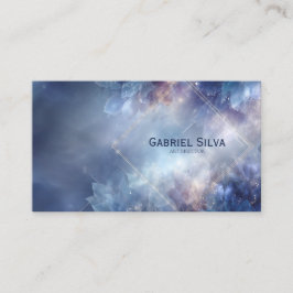 Cartão De Visita Diamante Dourado Cristalino Azul Celestial Etéreo