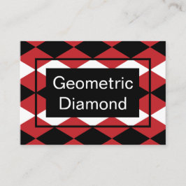 Cartão De Visita Diamante Geométrico Branco Negro Em Fundo Vermelho
