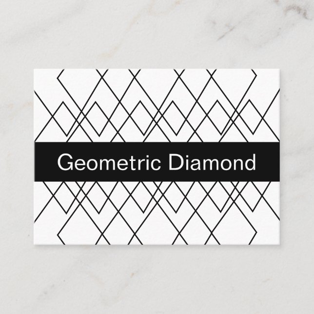 Cartão De Visita Diamante Geométrico Negro e Branco (Frente)