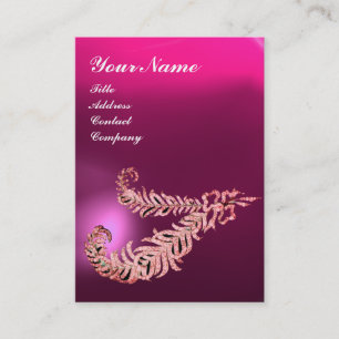 Cartão De Visita DIAMANTE PENAS MONOGRAMA ,Rosa Fucsia Roxo