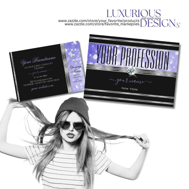 Cartão De Visita Diamantes Azuis Brilhantes Azuis de Luxo (Criador carregado)