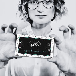 Cartão De Visita Diamantes brancos negros ornamentais Adicionar log