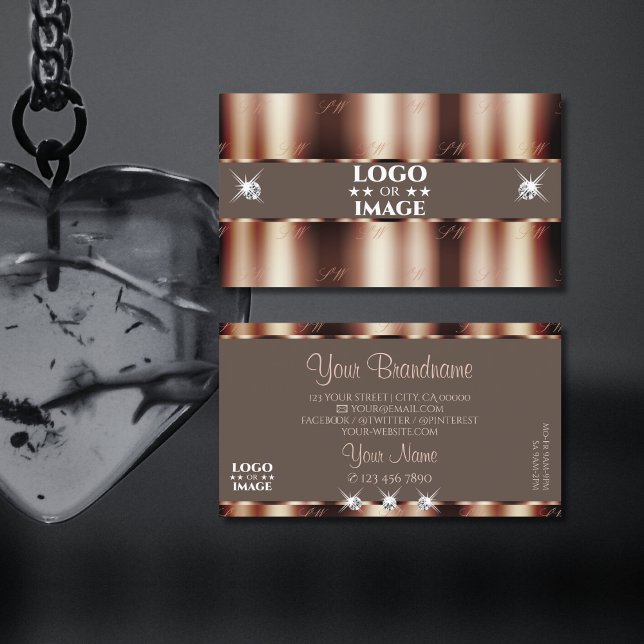 Cartão De Visita Diamantes castanhos Dourados do Rosa de luxo com l (Criador carregado)