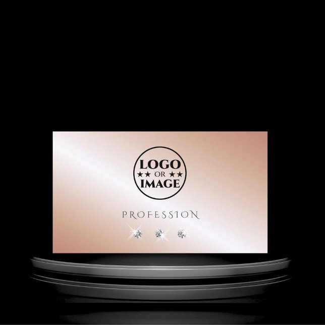 Cartão De Visita Diamantes de Prata Dourada do Rosa de luxo com log (Criador carregado)