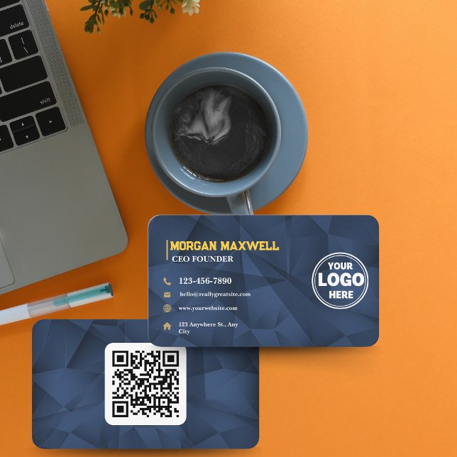 Cartão De Visita Diamantes Dourados azuis, CEO e fundador de luxo (Blue Gold Diamonds Luxury CEO & Founder Business Card)