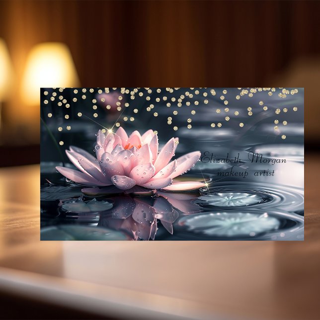 Cartão De Visita Diamantes Dourados Coloridos Azul Lotus Azul (Criador carregado)