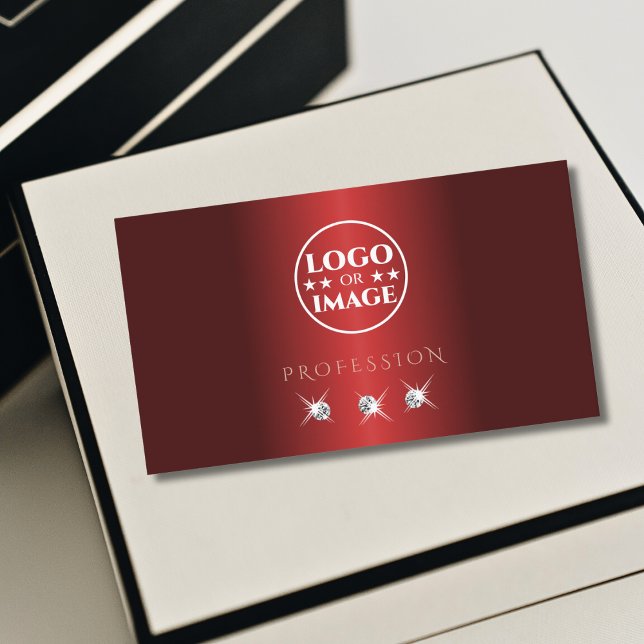 Cartão De Visita Diamantes Dourados de Sparkle de Rosa vermelha lux (Criador carregado)