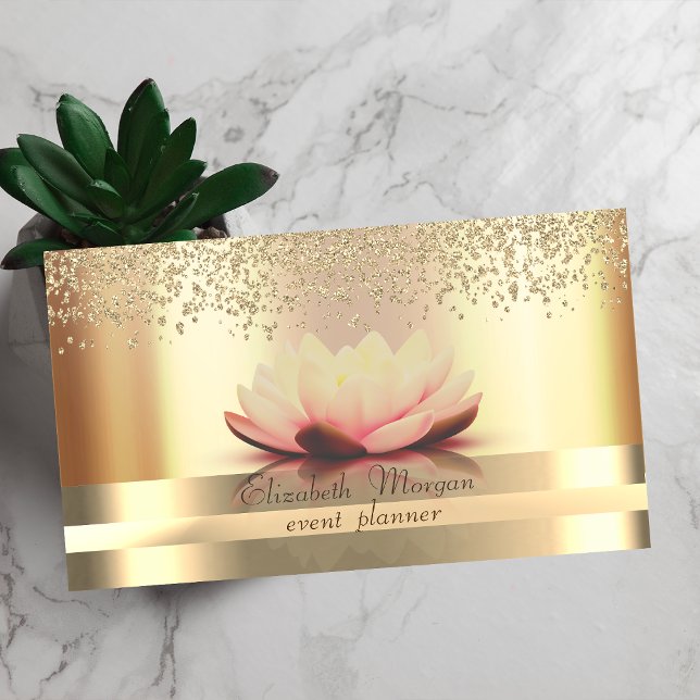 Cartão De Visita Diamantes Dourados de Strips Lotus Dourado (Criador carregado)