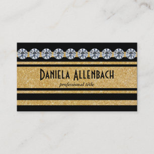 Cartão De Visita Diamantes Dourados & pretos das listras 2% pipe%
