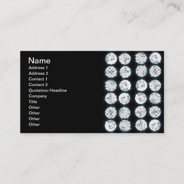 Cartão De Visita Diamantes elegantes do falso do negócio (Frente)