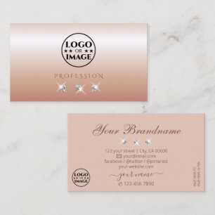 Cartão De Visita Diamantes espumantes de Rosa luxuriosos com logoti
