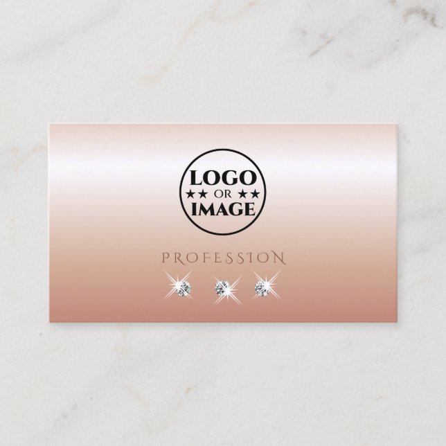 Cartão De Visita Diamantes espumantes de Rosa luxuriosos com logoti (Frente)