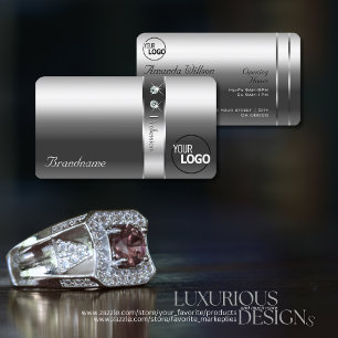 Cartão De Visita Diamantes muito elegantes com efeito prateado e lo