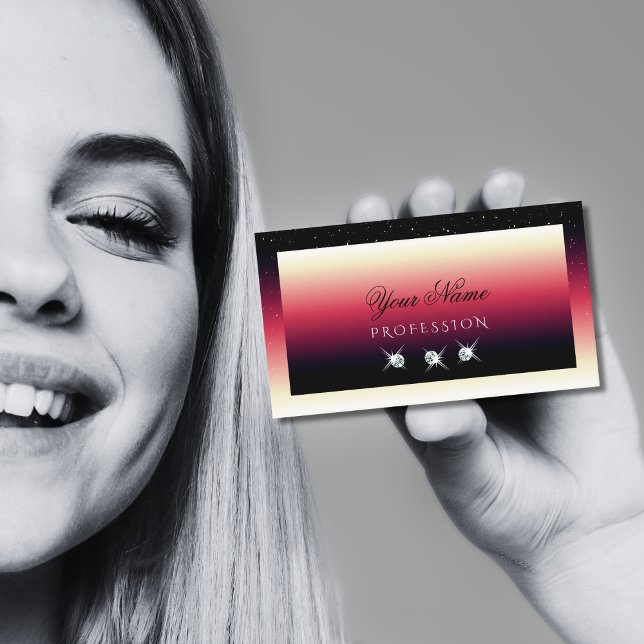 Cartão De Visita Diamantes Sparkle Gradientes Brancos Pretos Modern (Criador carregado)