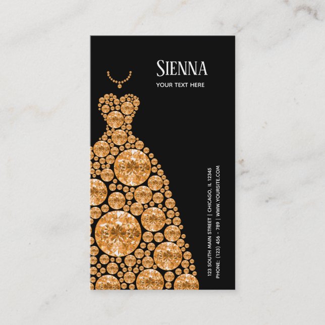 Cartão De Visita Diamond Glam Gown Dresses (Frente)