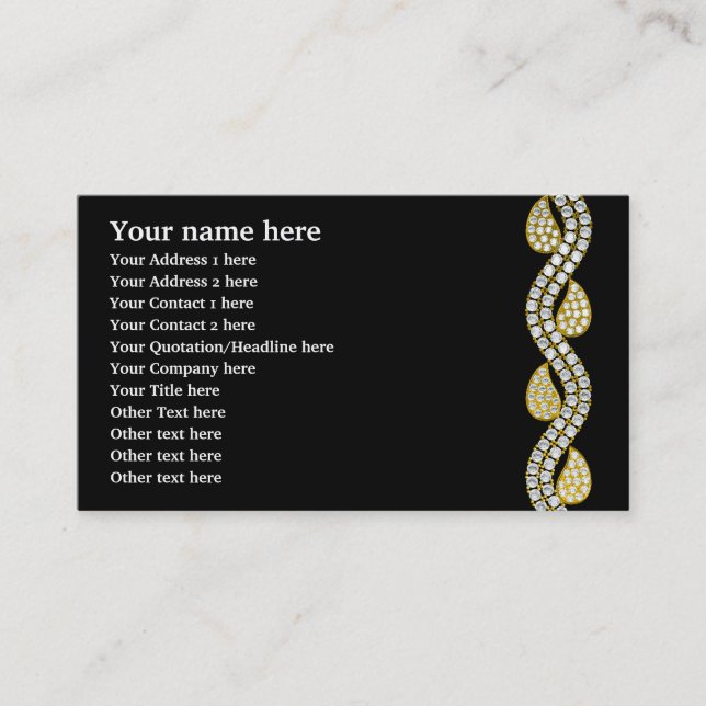 Cartão De Visita Diamond & gold paisley - preto-padrão (Frente)