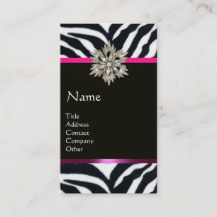 CARTÃO DE VISITA DIAMOND STAR PINK BLACK WHITE ZEBRA FUR MONOGRAM