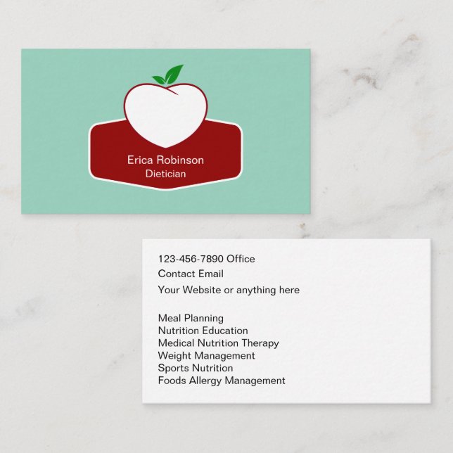 Cartão De Visita Dietician Weight Management Business Cards (Frente/Verso)