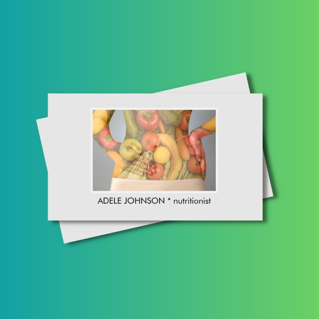 Cartão De Visita Dieticiano do Corpo de Fotos Elegante (Criador carregado)