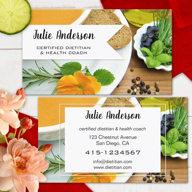 Cartão De Visita Dietitian Nutritionist Health Coach Business Card (Criador carregado)