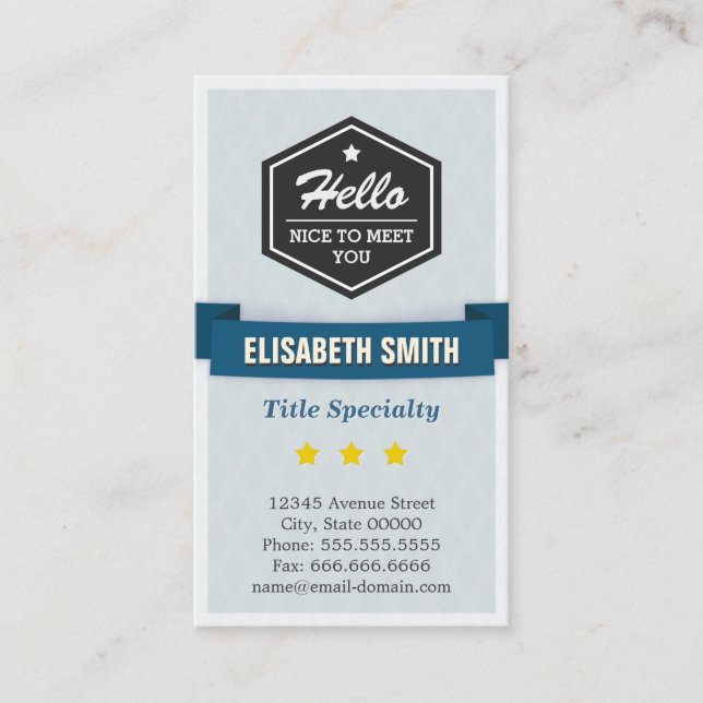 Cartão De Visita Diga "Olá" e "Prazer em conhecê-lo em estilo retrô (Frente)