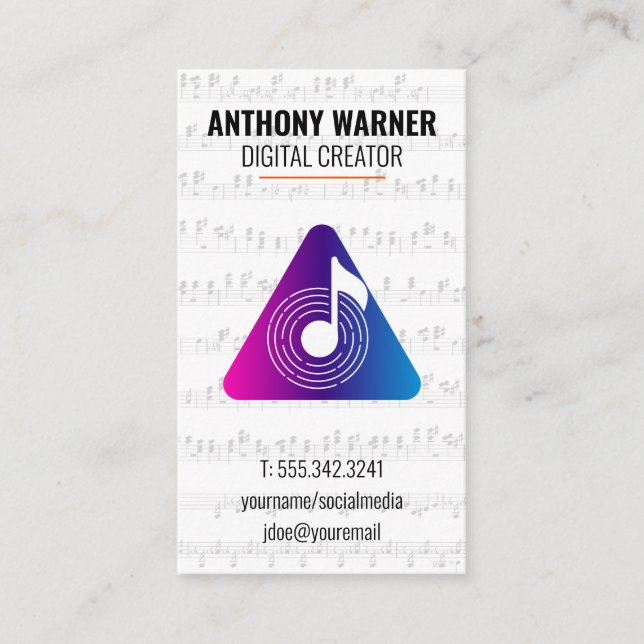 Cartão De Visita Digital Sound | Musical Sheet (Frente)