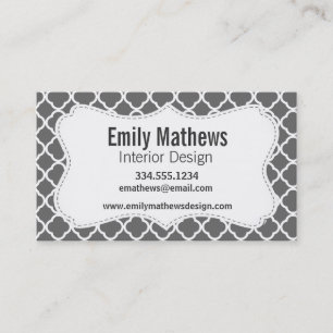 Cartão De Visita Dim Cinza Quatrefoil