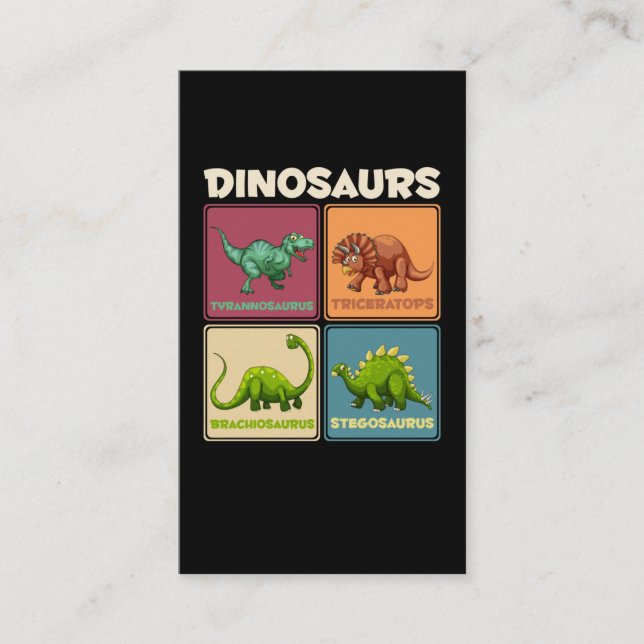 Cartão De Visita Dinossaur Stegosarus T-rex Triceratops Dino (Frente)