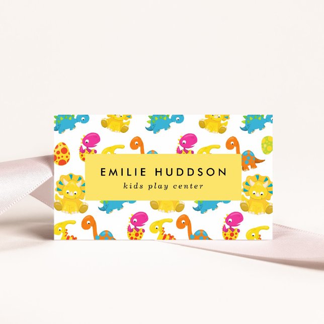 Cartão De Visita Dinossauros Bons, Kids Play Center, Centro de Ativ (Criador carregado)