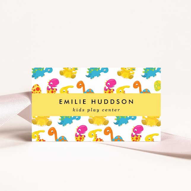 Cartão De Visita Dinossauros Bons, Kids Play Center, Centro de Ativ (Criador carregado)