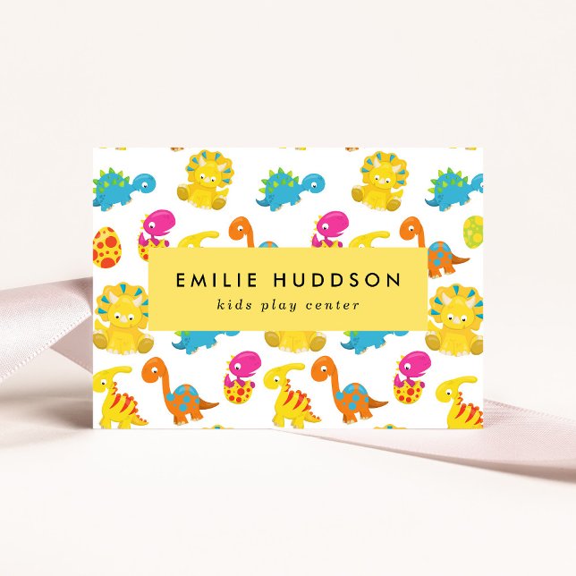 Cartão De Visita Dinossauros Bons, Kids Play Center, Centro de Ativ (Criador carregado)