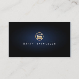 Cartão De Visita Diretor de Filme Dourado Icon Blue