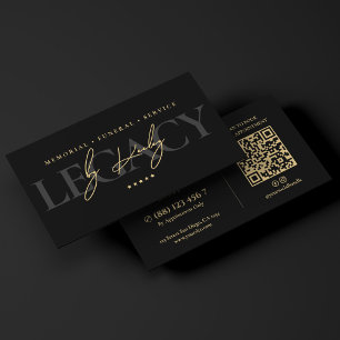 Cartão De Visita Diretor de Funeral Elegante Memorial Preto Mortuár