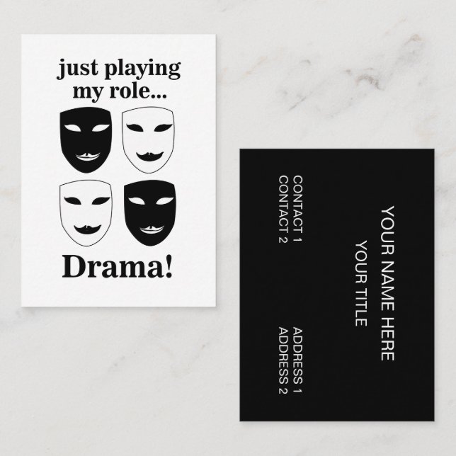 Cartão De Visita Diretor de Palco de Máscara de Teatro Reproduzindo (Frente/Verso)