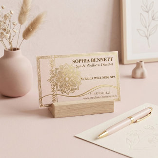 Cartão De Visita Diretor de Spa Wellness | Faux Dourado Luxo Rosa P