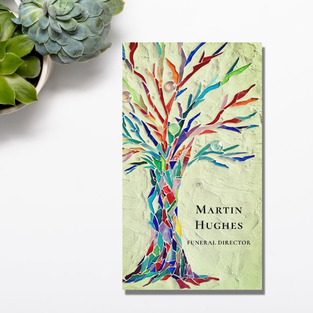 Cartão De Visita Diretor Funeral Árvore Da Vida Verde (Criador carregado)