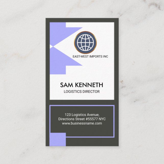Cartão De Visita Diretor global azul da logística das setas (Frente)