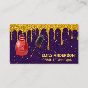 Cartão De Visita Disco Dourado com brilho Brilho Roxo Nail Polon