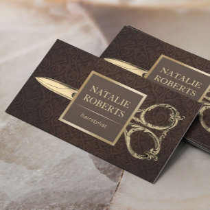 Cartão De Visita Dissipador Dourado de tesoura para cabelo 