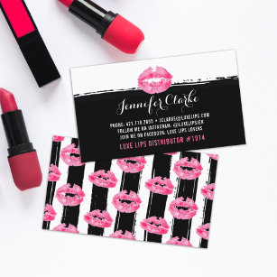 Cartão De Visita Distribuidor de Lipstick Lábios cor-de-rosa