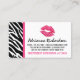 Cartão De Visita Distribuidor de Lipstick Zebra, Cinza Rosa, (Frente)