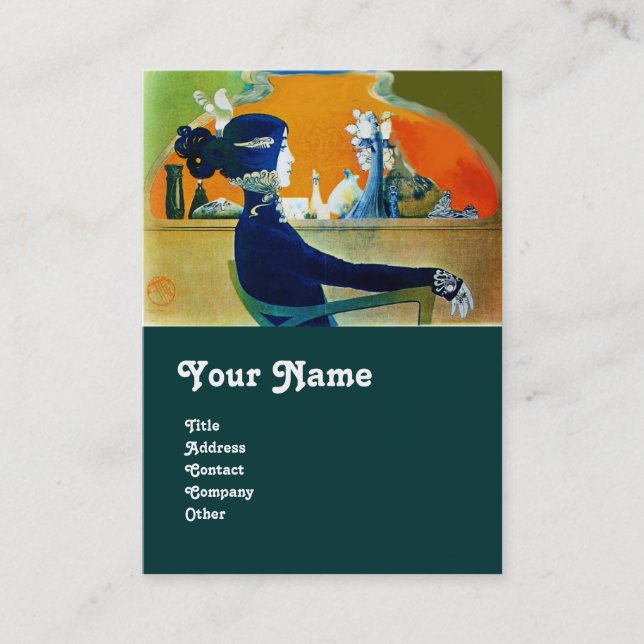 Cartão De Visita DIVA EM AZUL MONOGRAM Beauty Salon ,Makeup Artist (Frente)