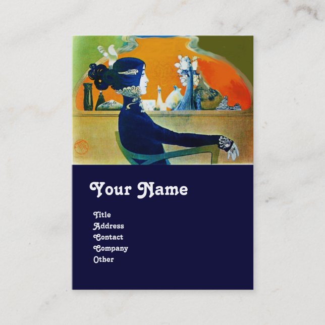 Cartão De Visita DIVA EM AZUL MONOGRAM Beauty Salon ,Makeup Artist (Frente)