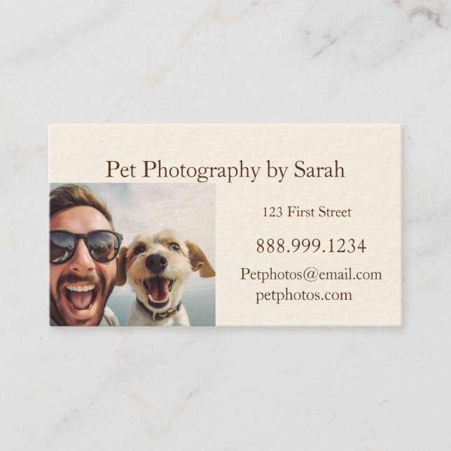 Cartão De Visita Diversão Personalizada de Fotografia Pet (Frente)