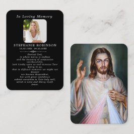 Cartão De Visita Divine Mercy Catholic Funeral Black Prayer Card