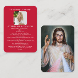 Cartão De Visita Divine Mercy Catholic Funeral Red Prayer Card