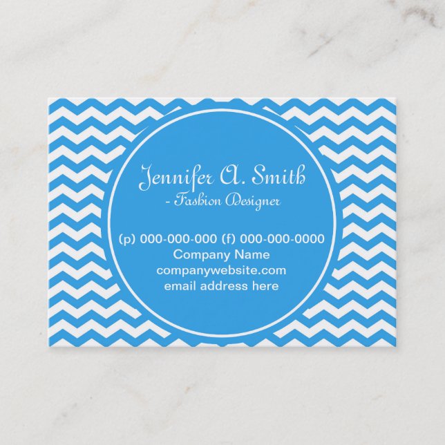 Cartão De Visita divisa,clássico, branco brilhante e azul (Frente)