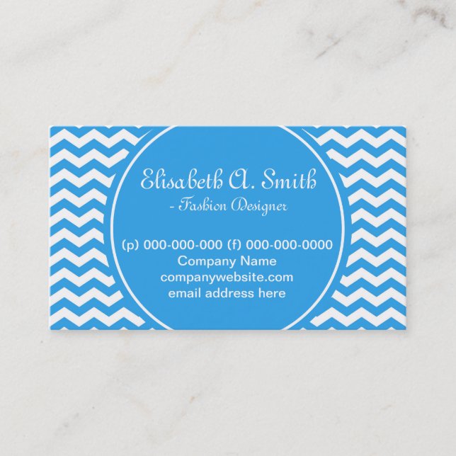 Cartão De Visita divisa,clássico, branco brilhante e azul (Frente)